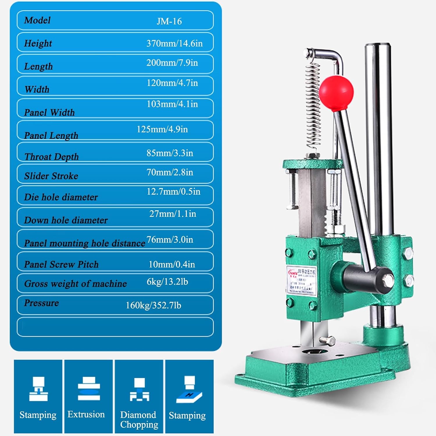 Adjustable Hand Punching Machine Punch Press Manual Press Puncher Tools for Pressing Embossing Stamping and Punching Durable and Versatile Handheld Punch Press