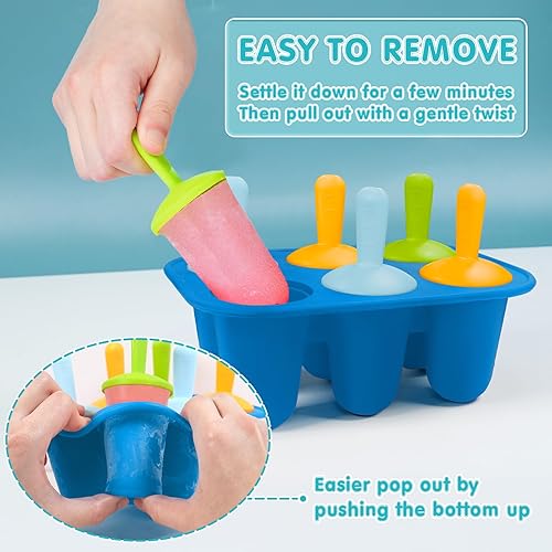 Miniatura 3 de Miaowoof Moldes de silicona para paletas pequeñas de 6 cavidades sin BPA de alta calidad, molde para paletas pequeñas, molde para paletas de hielo