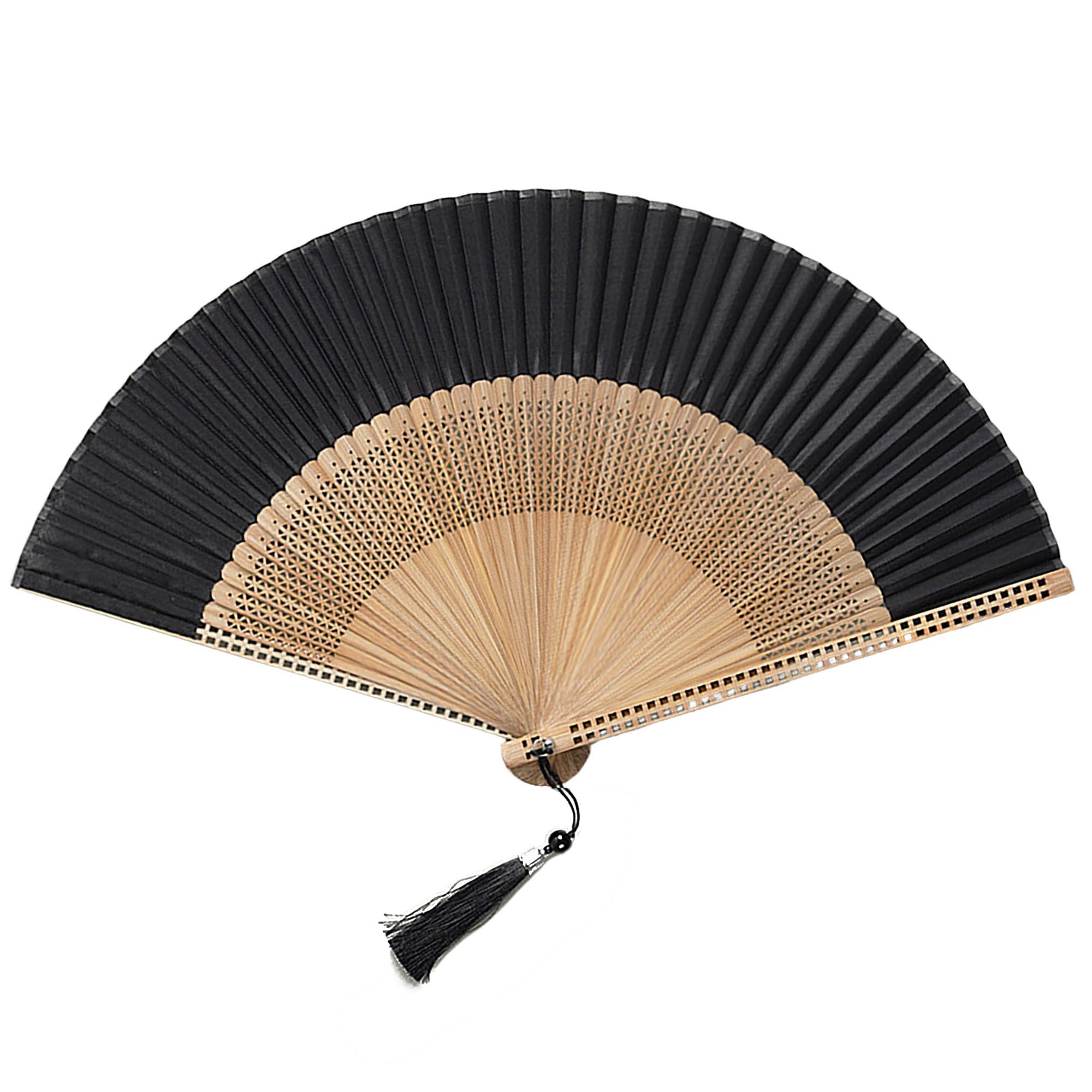 GFM® Bamboo and Silk Handheld Folding Chinese Hand Fan Fans for Summer, Wedding, Party Favour -Black-(FLSLK-MR-C-F78-KLTR-kl) — image 1