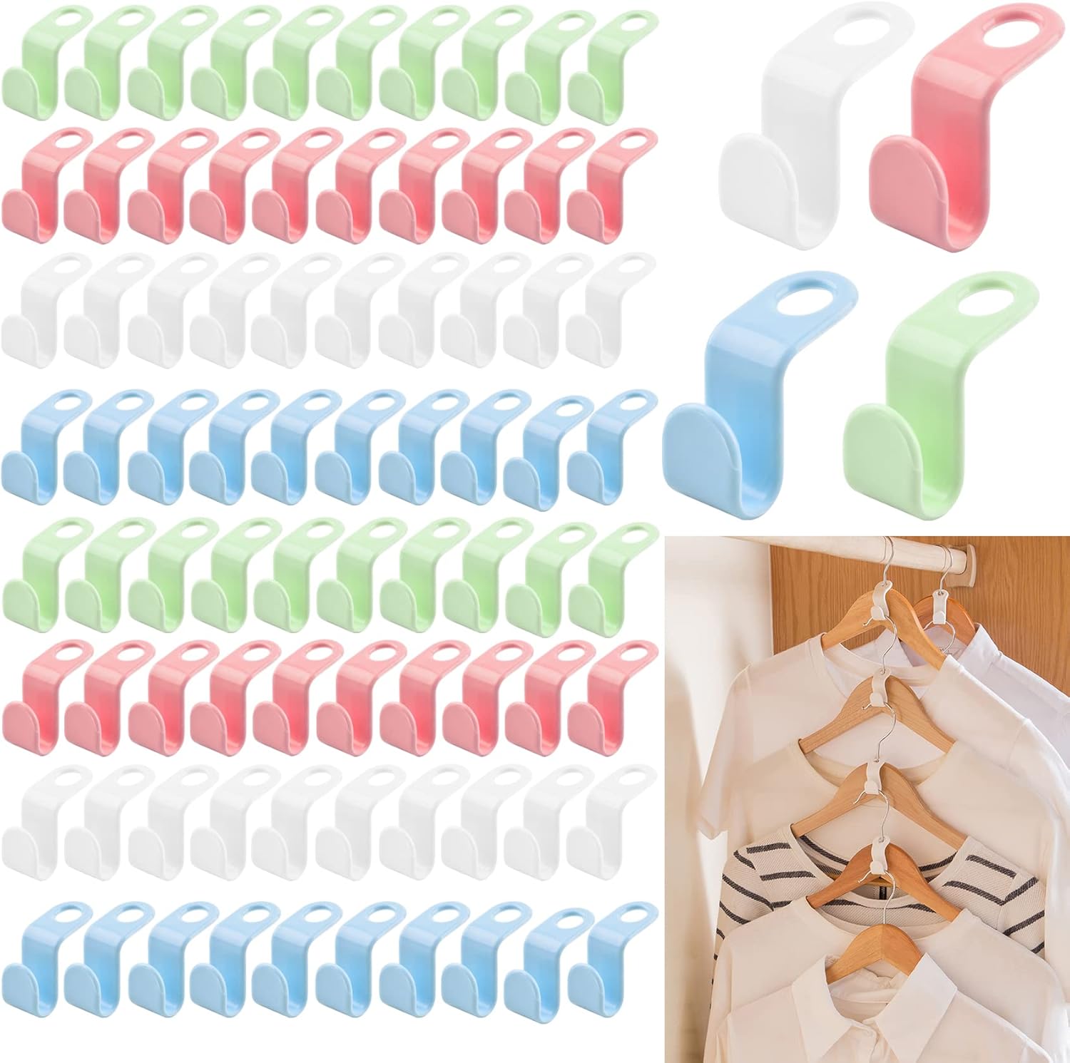 Noewmub 100 Pcs Coat Hangers Space Saving, Hanger Hooks for Clothes