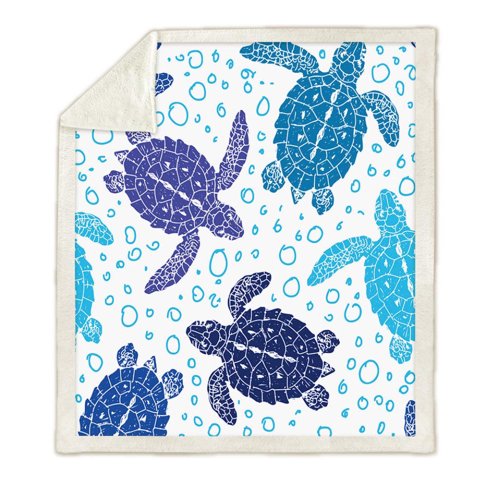 Couverture Sherpa tortue 150x200 cm en peluche douce pour adulte et enfant