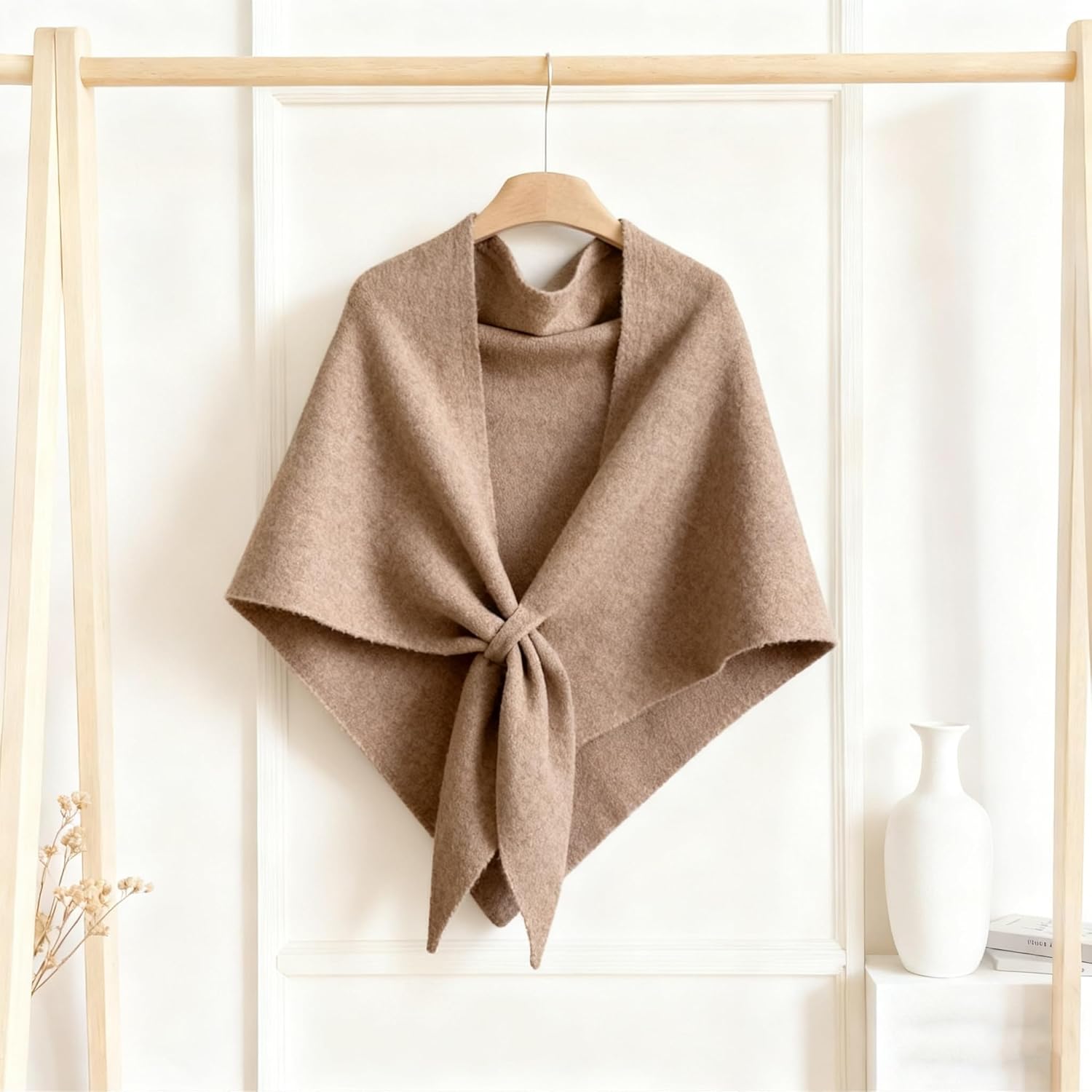 Women Shawl Wraps Soft Warm Copy Pashmina Shawl Lightweight Travel Cashmere Knitted Scarf With Front Cross Tab - Image 6