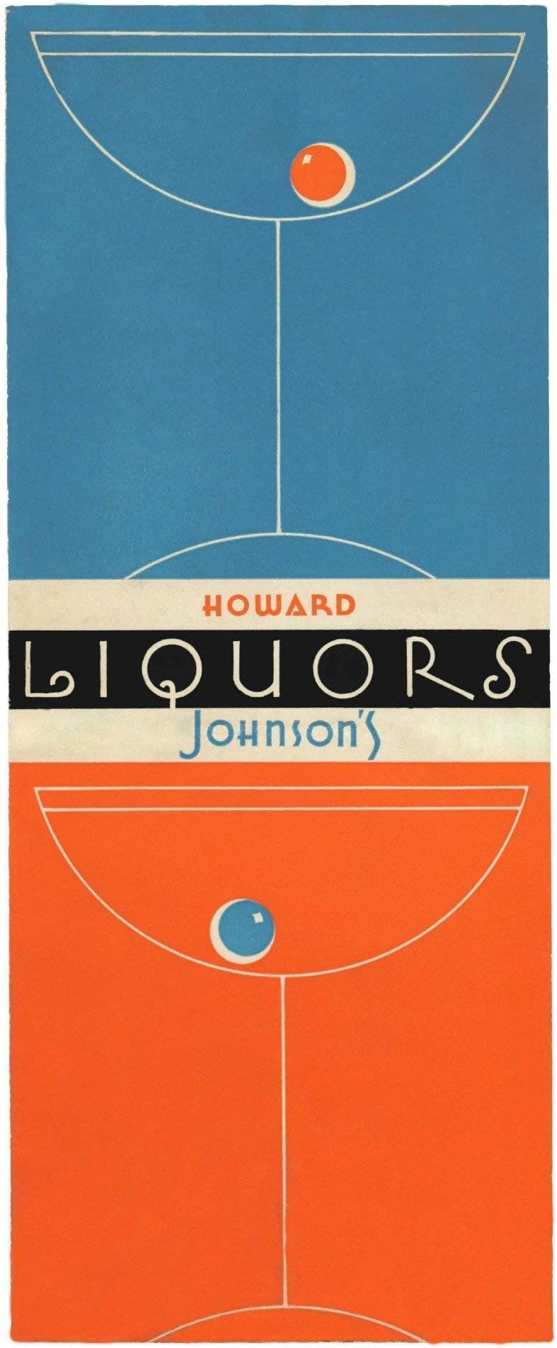 Howard Johnson's Liquors, USA - Vintage 1950s American Travel Retro Cocktail Menu Art