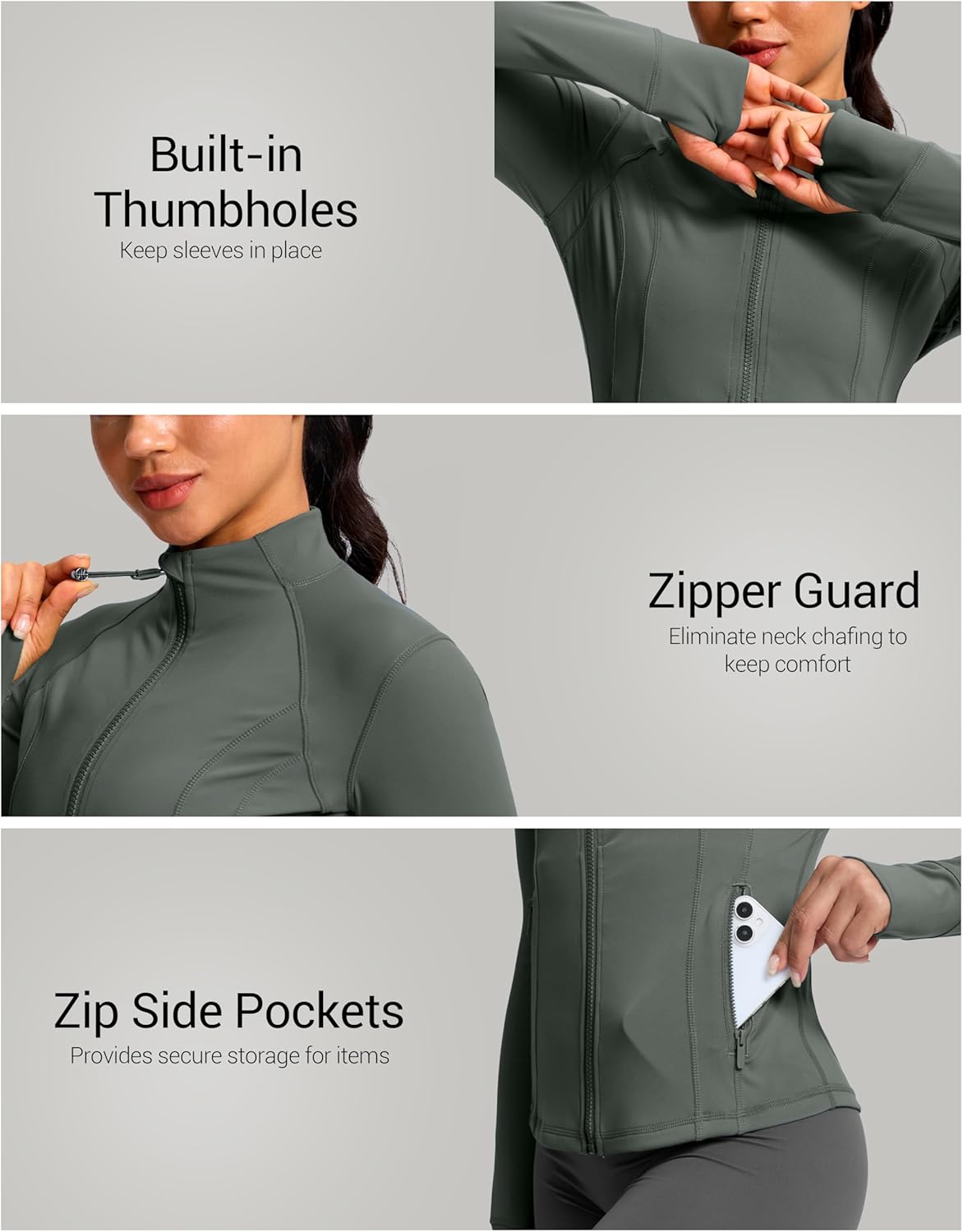 G Gradual Women's Workout Jackets Extended Waist Length Slim Full Zip 4 Pockets Athletic Jacket Spring Running Yoga Clothes - Image 5