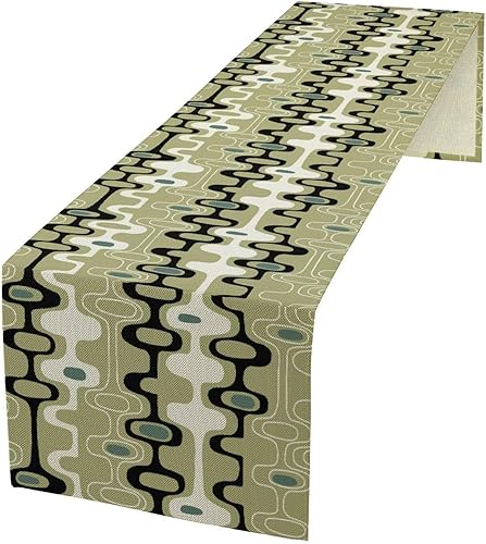 Miniatura 14 de Camino de Mesa Floral Retro de los Años 70, Bohemio Flores Abstractas Amarillas y Naranjas Groovy Camino de Mesa para Granja de Campo Cocina Comedor