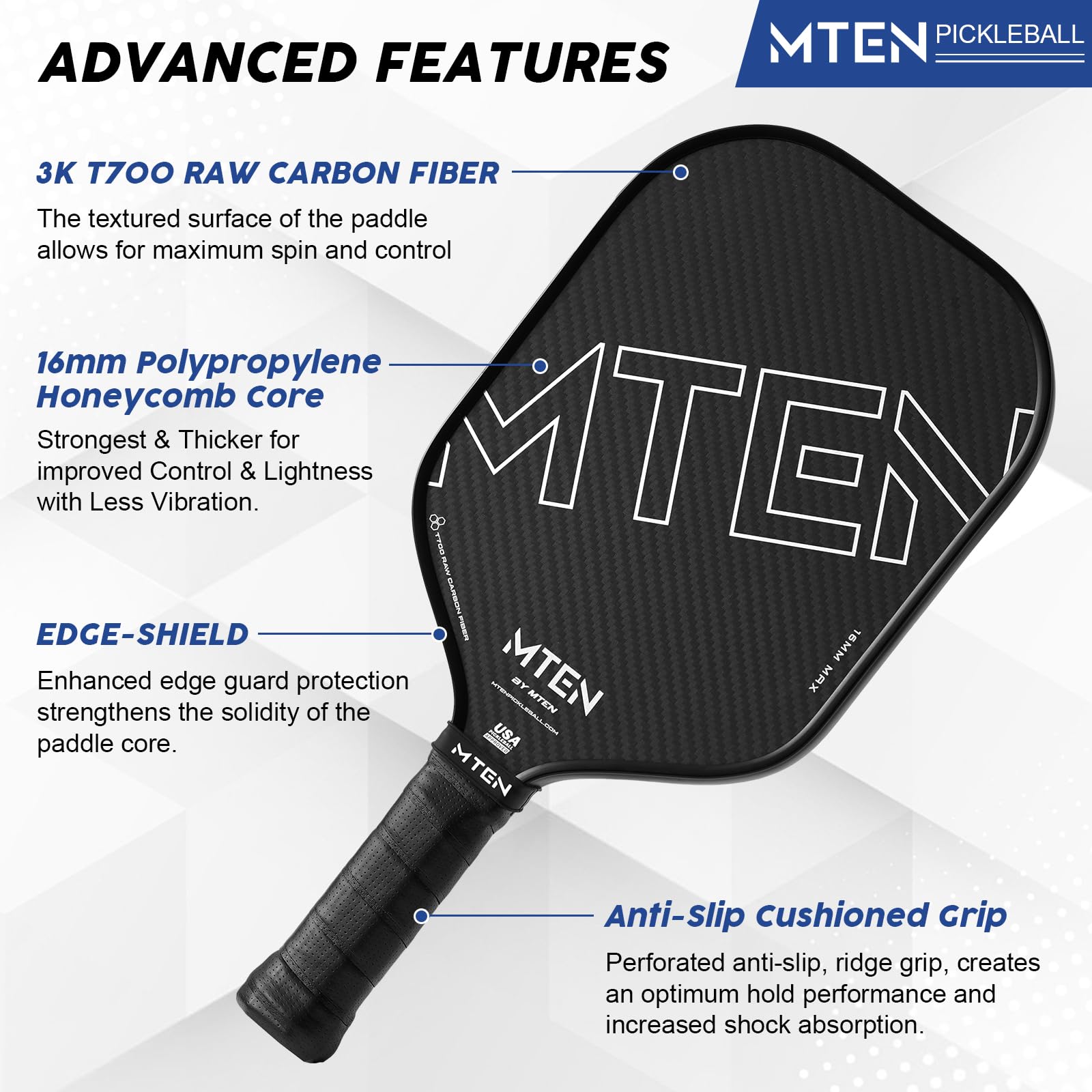 Cpx Pro Pickleball Paddle SWEUZIK Carbon Fiber Pickleball Paddle - 16mm Honeycomb Core, 7.9oz USAPA Approved Raquette Pickleball - View #7