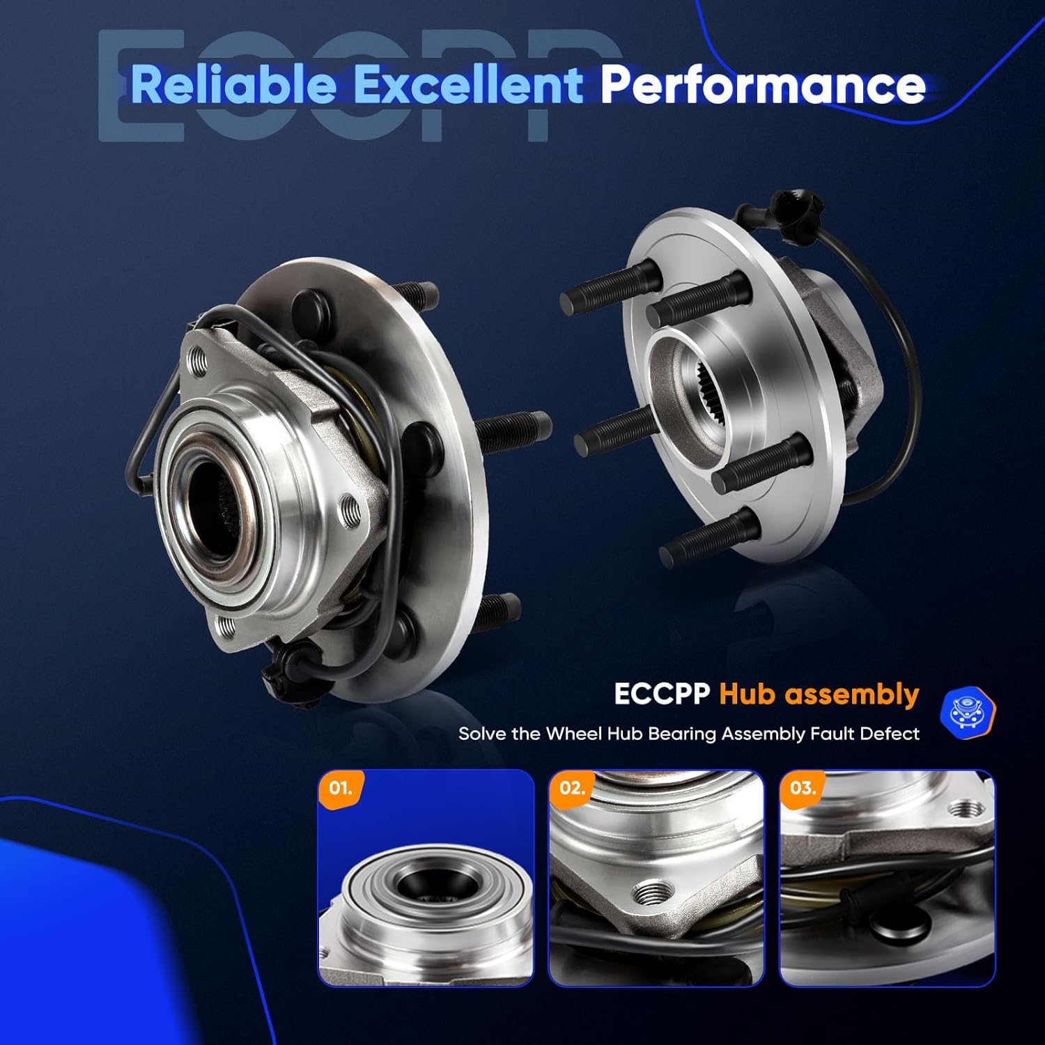 ECCPP Front Wheel Hub Bearing Assembly 5-Lug w/ABS for 2002-2006 Dodge RAM 1500 Compatible with 515073