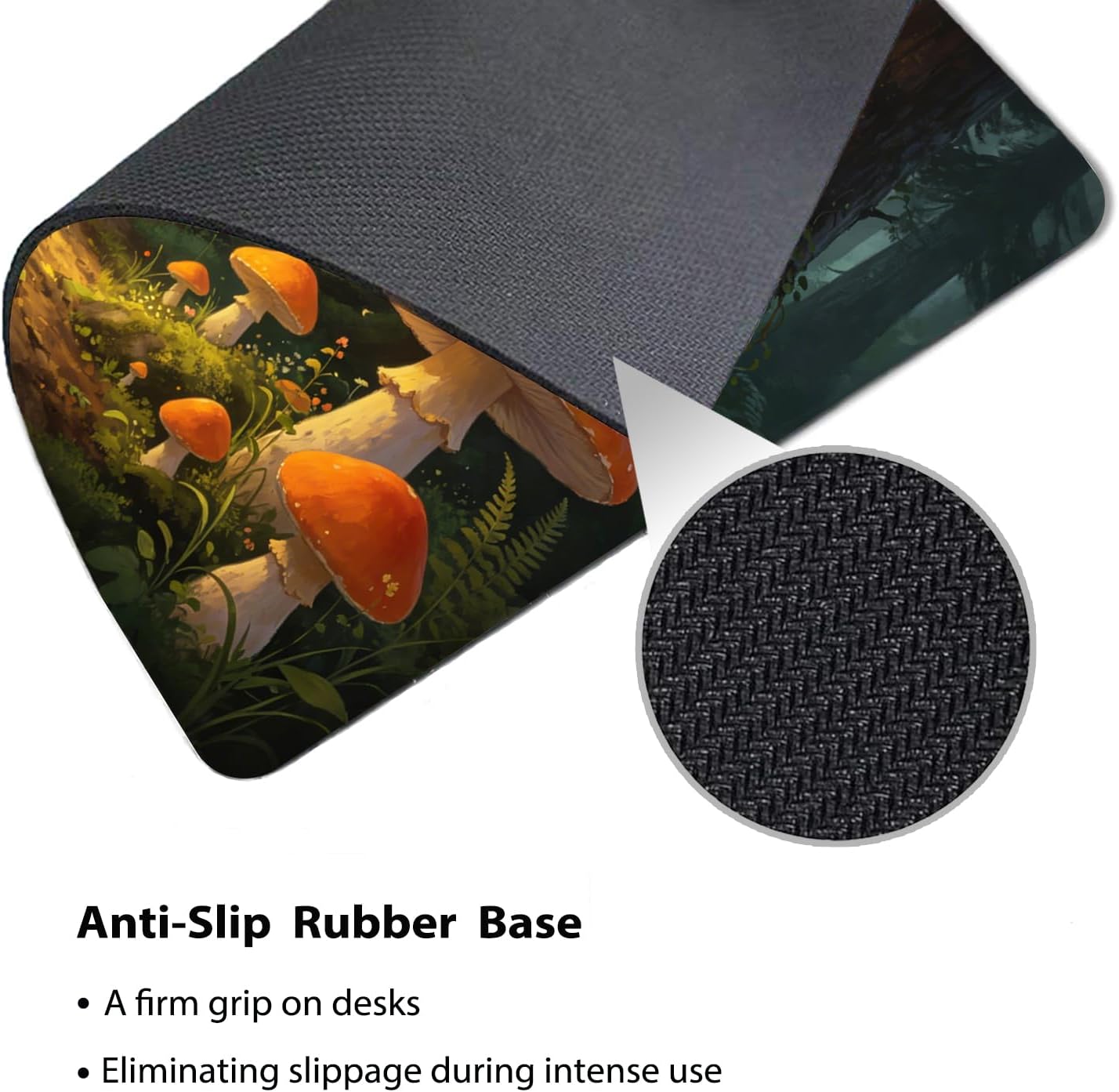 Enchanted Forest with Glowing Mushrooms Mouse Pad 9.5" x 7.9", Magical Butterfly Fantasy Cute Desk Mat image 3