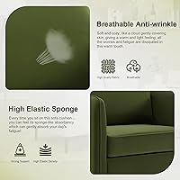 Vista 5 de Juego de 2 Sillas de Acento de Terciopelo Verde Oliva, Silla de Acento Tapizada Moderna Cómodo Sillón de Terciopelo con Cojín Grueso y Marco