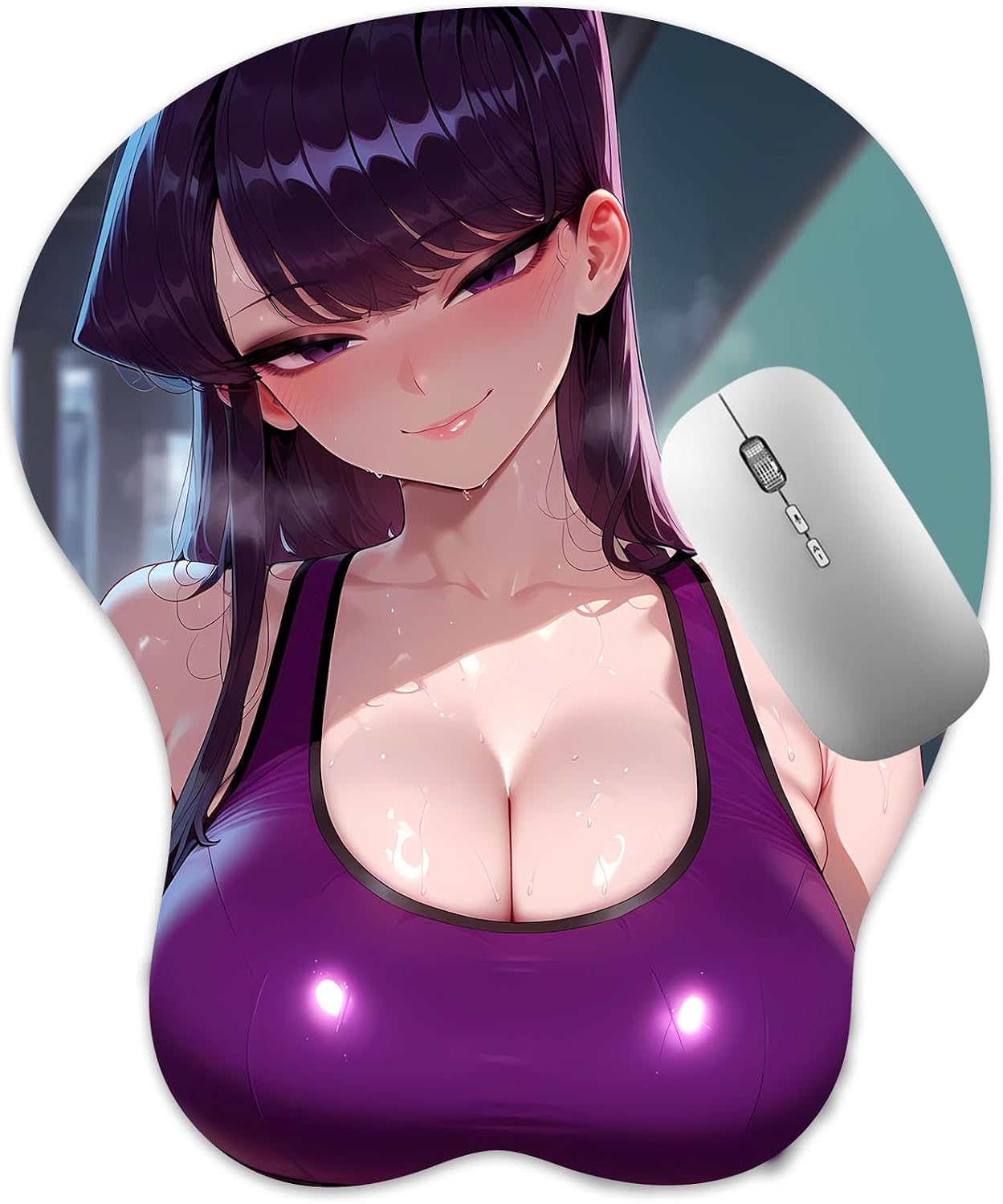 3D Mouse Pad, Oppai Mousepad with Soft Gel Wrist Rest Anime Manga Gaming Boob pad Anti-Slip Mouse Mat, Komi