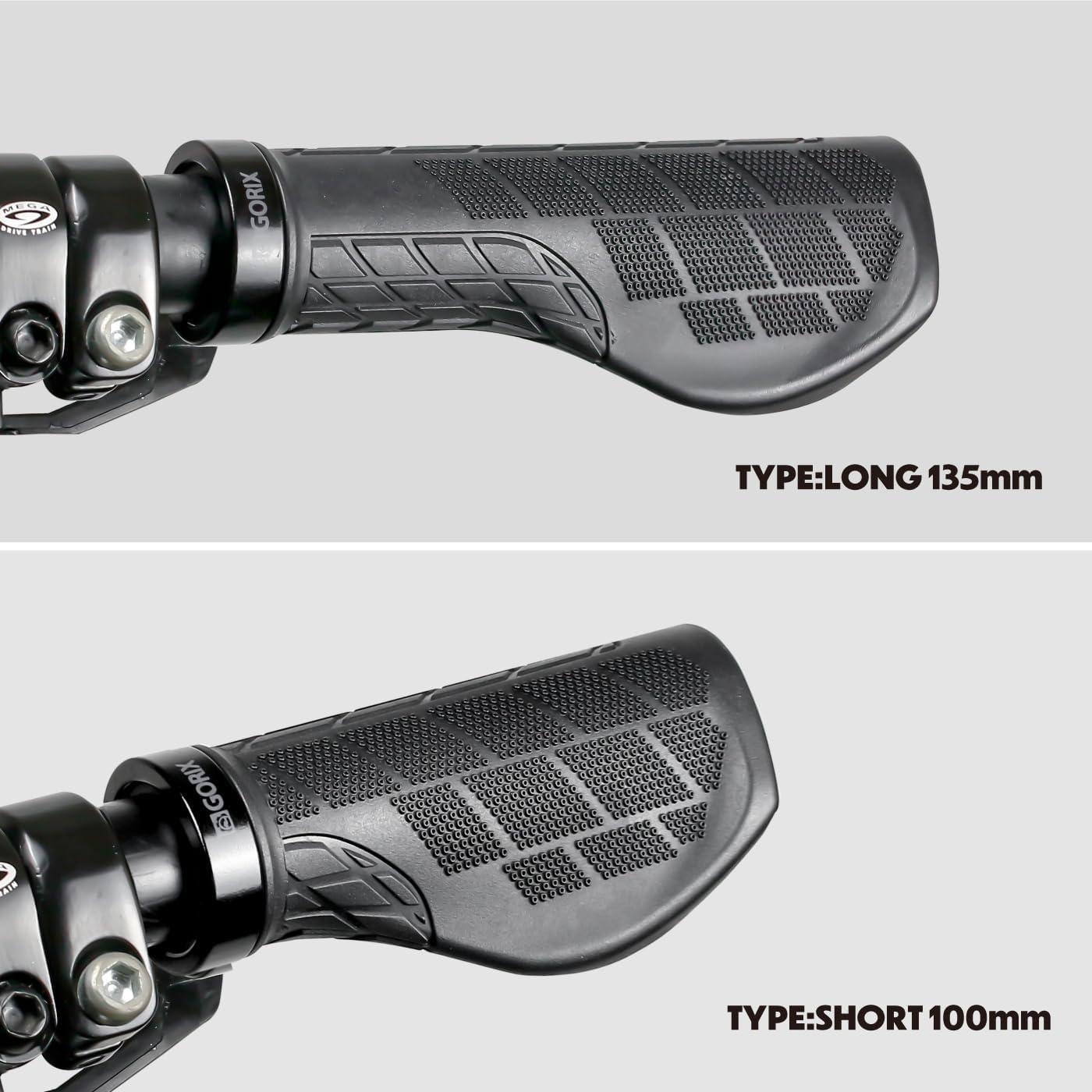 GORIX Bike Ergo Grips Bar End Handlebar [135mm 100mm] (GXQ Wing)
