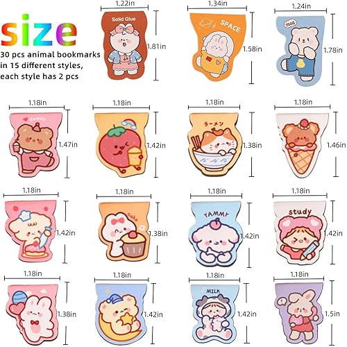 Miniatura 7 de Jiahaoppx 30 marcadores magnéticos para niños, bonitos marcadores de libros magnéticos, marcadores de libros de animales, marcadores para mujeres,