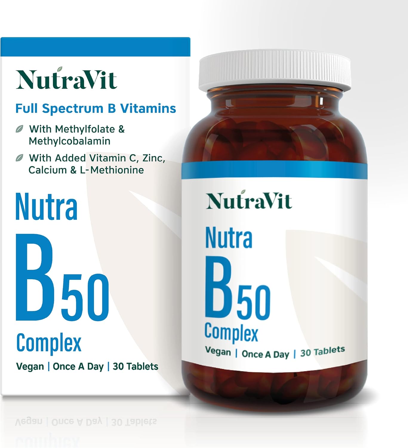 Nutra B50 Complex High Strength Vegan 30 Tablets Multivitamin Tablets Folic Acid, Vitamin B