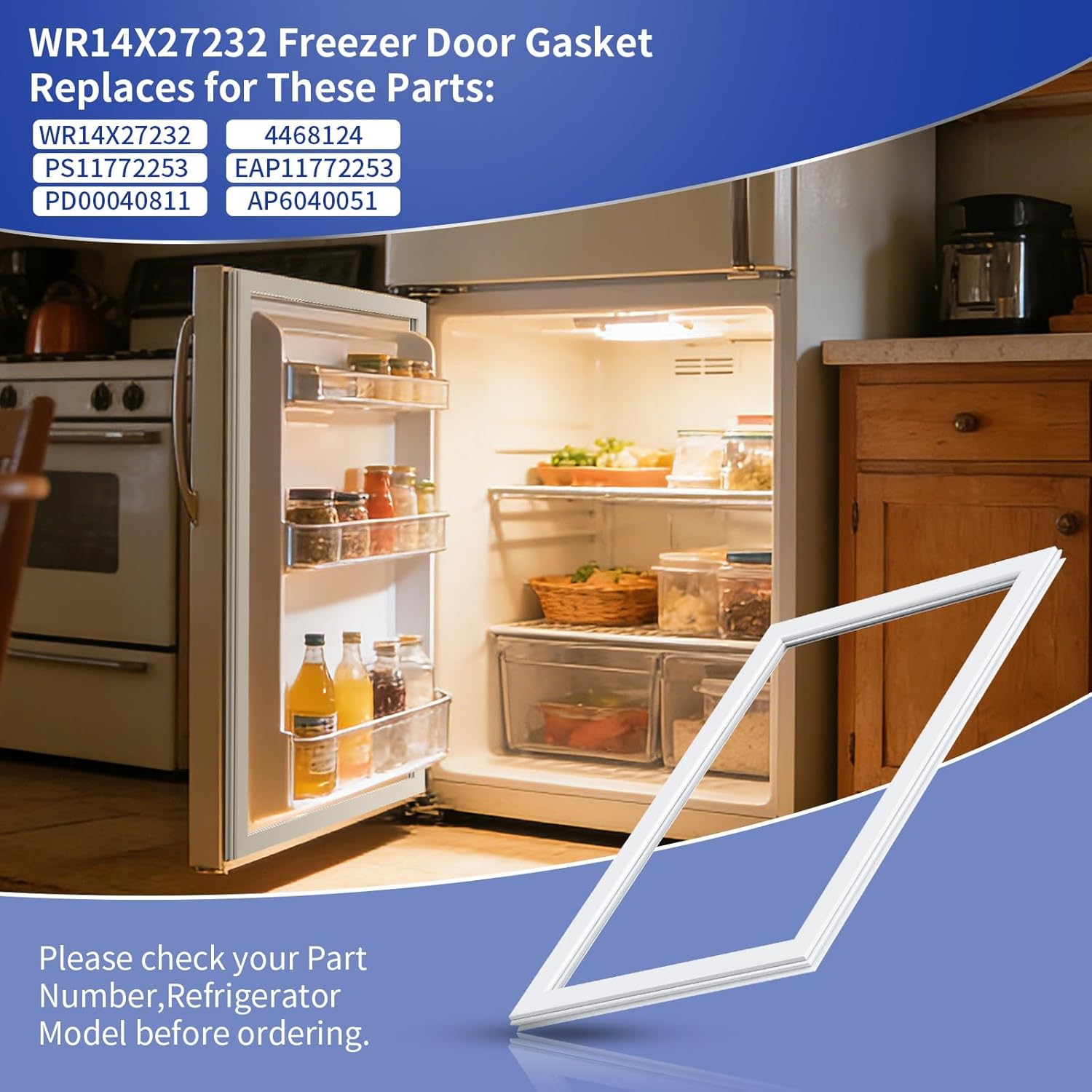 WR14X27232 Refrigerator Door Gasket Replacement for GE Refrigerators, Freezer Door Gasket Refrigerator Door Seal Compatible with WR14X21214 14X27232 14X21214