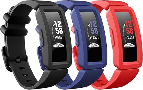 Compatible con Fitbit Ace 2 bandas para niños de 6 años en adelante, paquete de 3 bandas de goma de silicona de repuesto, ajustables, deportivas,
