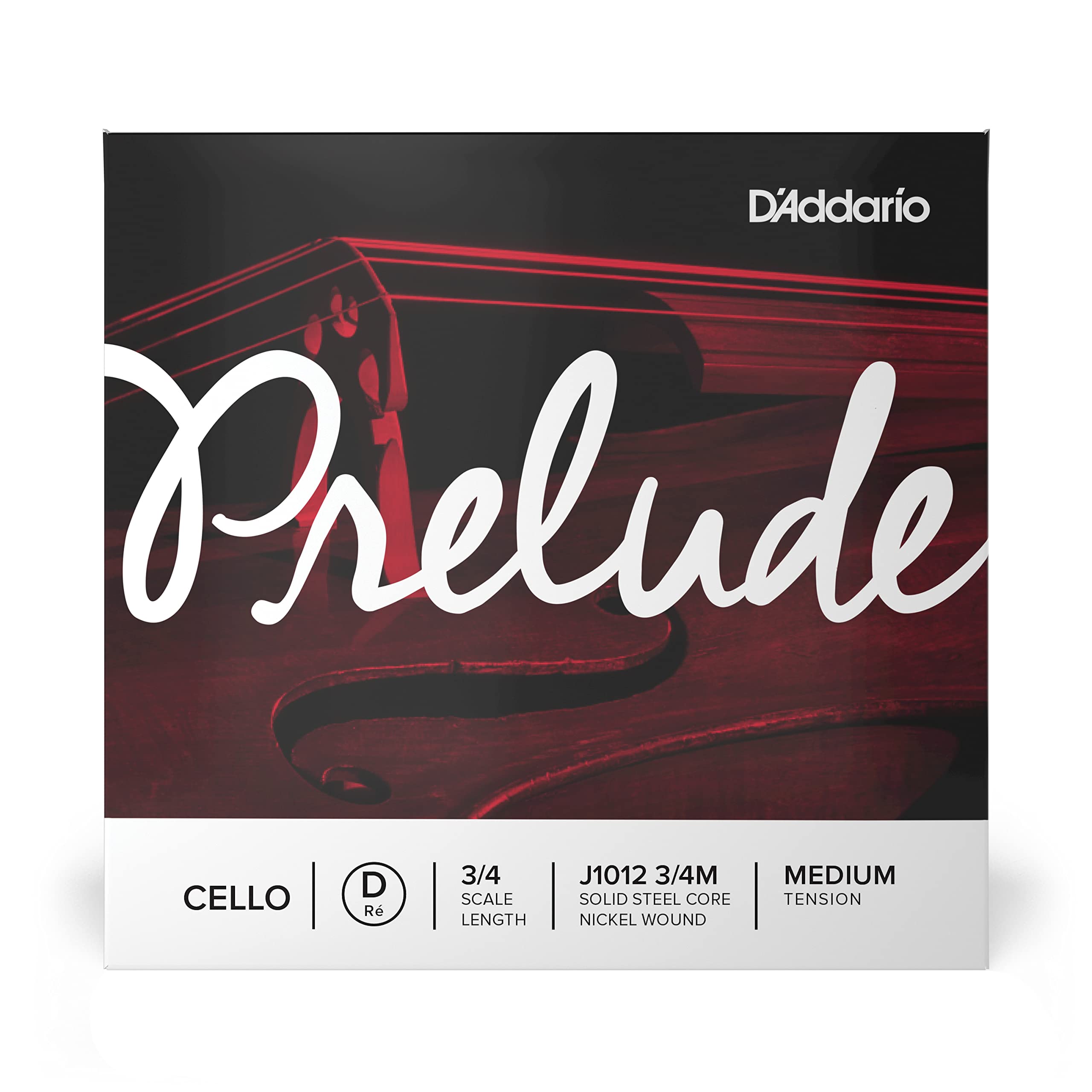 Corda singola RE D'Addario Prelude per violoncello, Scala 3/4, Tensione Media, Set completo