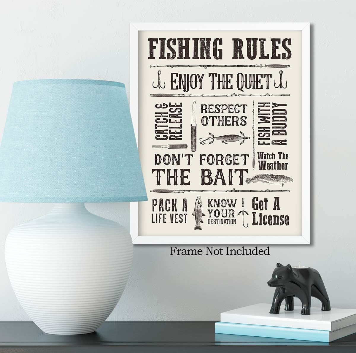 Govivo Fishing Accessories Gifts, Rustic Man Cave Decor, Fish Wall Art, Living Room Lake House Cabin Kitchen Home Decoration, Gifts for Men image 5