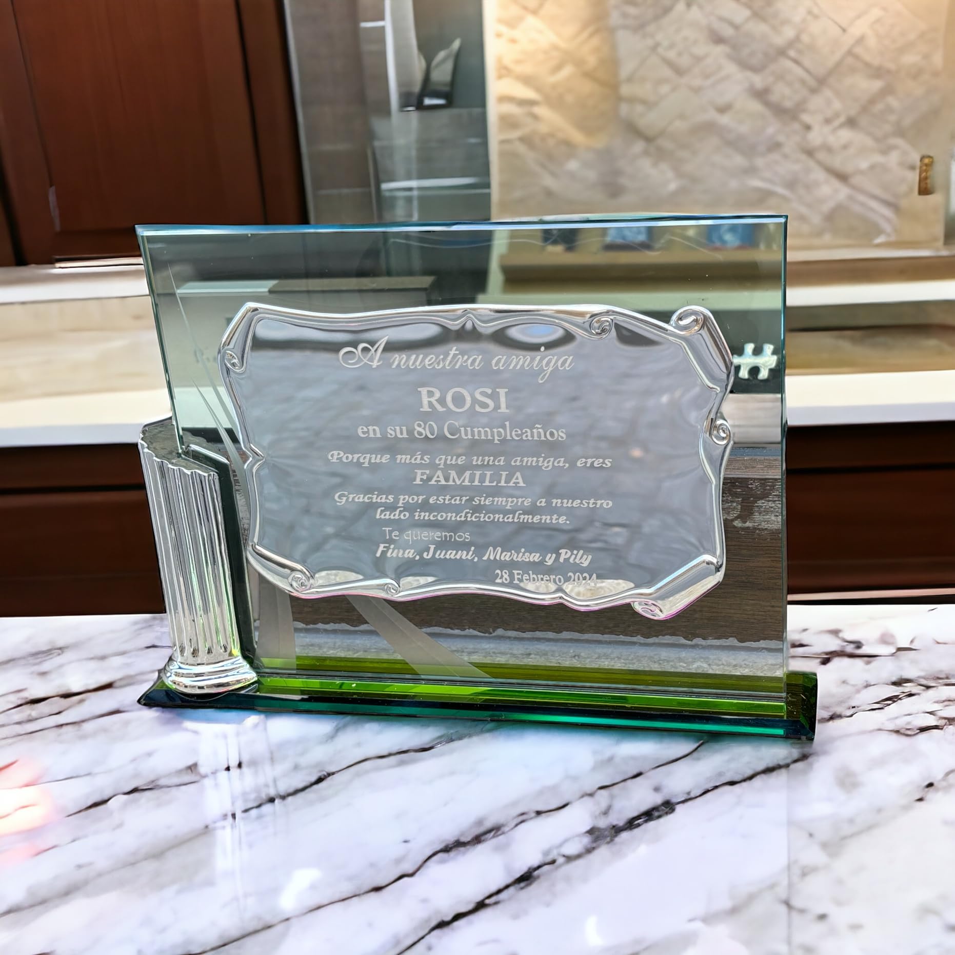 Curia Grabador Placa Regalo, Placa Homenaje Conmemorativa para jubilacion. Placa de Agradecimiento. Placa para cumpleñaños. Grabada con el Texto Que indiques