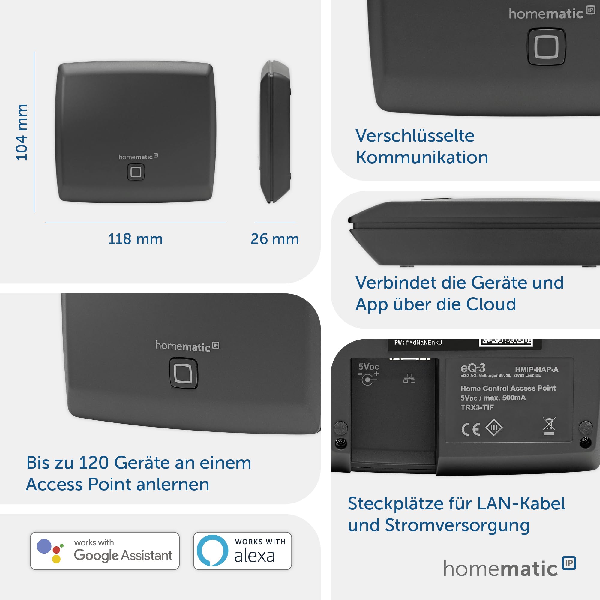 EQ-3 Ag Homematic Ip HmiP-HaP-A, 100 Mbit/s, 10.100 Mbit/s, 400 M, 128 Bit Aes, 100 - 240 V, 0,2 A