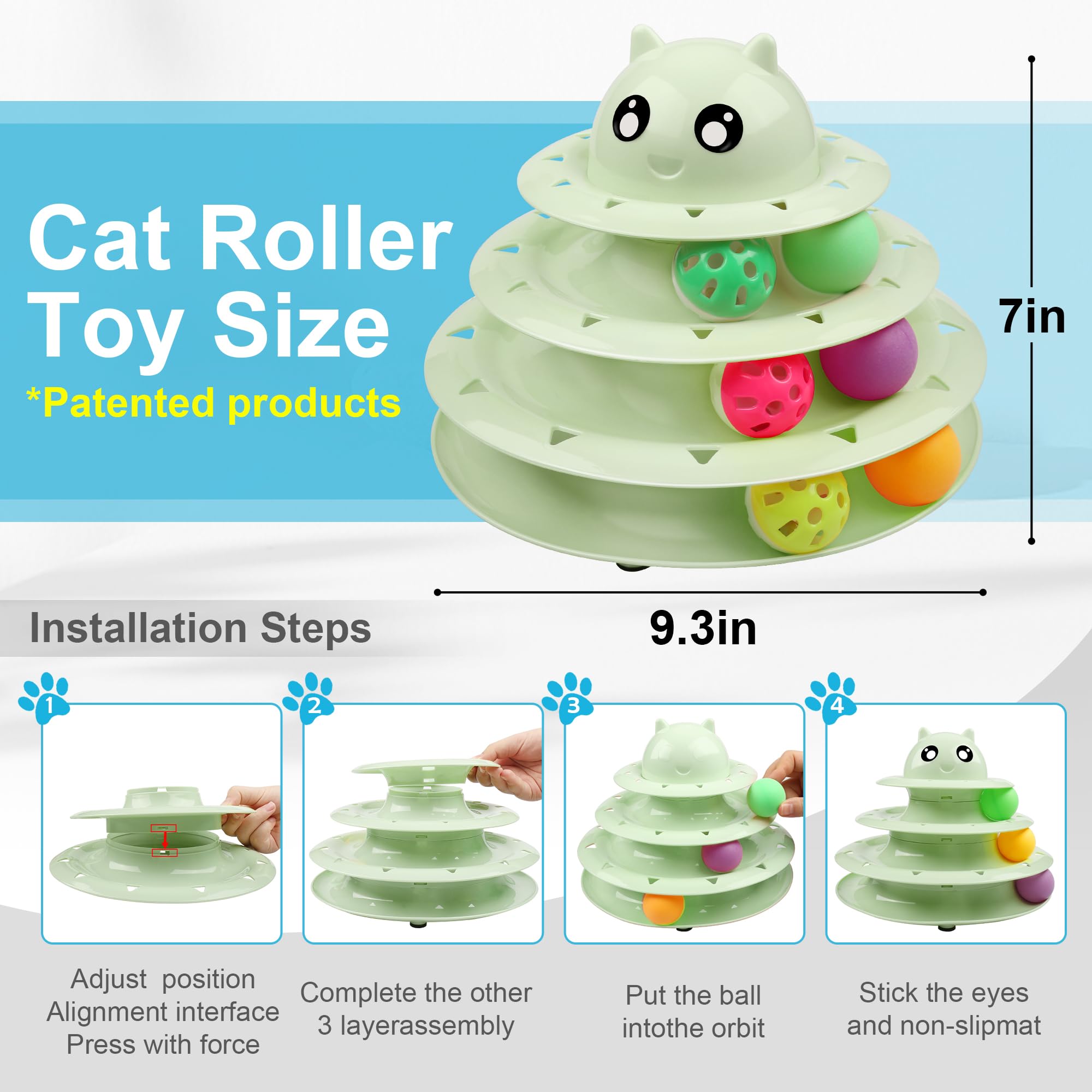 Amazon.com : UPSKY 24 PCS Cat Toys, 3-Level Turntable Kitten