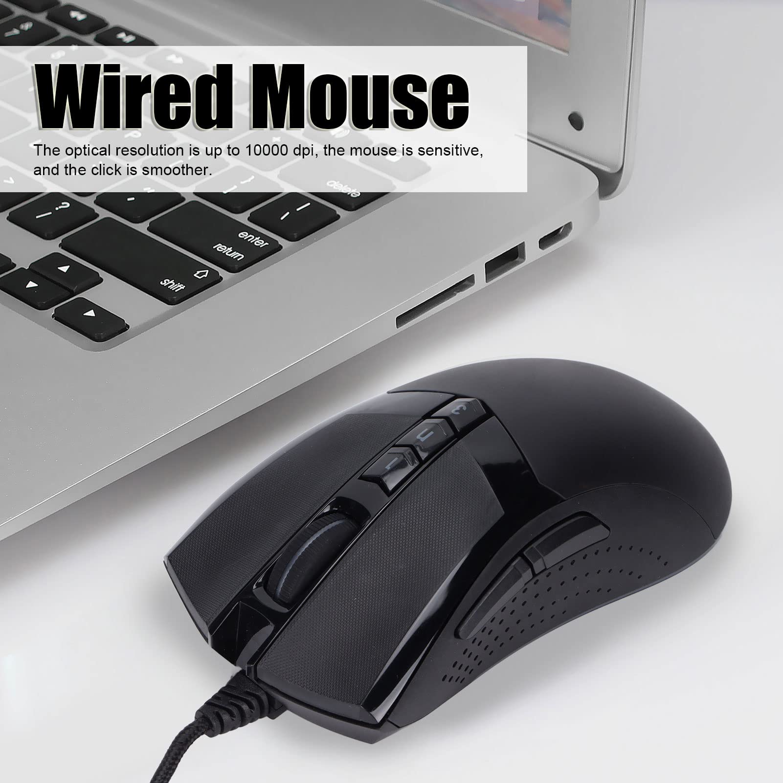 Mouse da Gioco con Cavo, Design Ergonomico RGB Regolabile da 10.000 DPI, per Ufficio, Casa, 1 unità