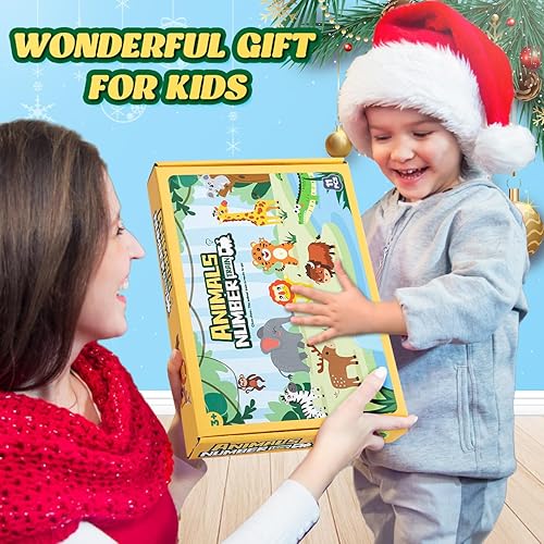 Miniatura 7 de EDUJOY Juguetes para niños de 2 a 3 años, juego de tren de animales de madera, juguetes Montessori para niños de 2 a 3 años, regalos de cumpleaños,