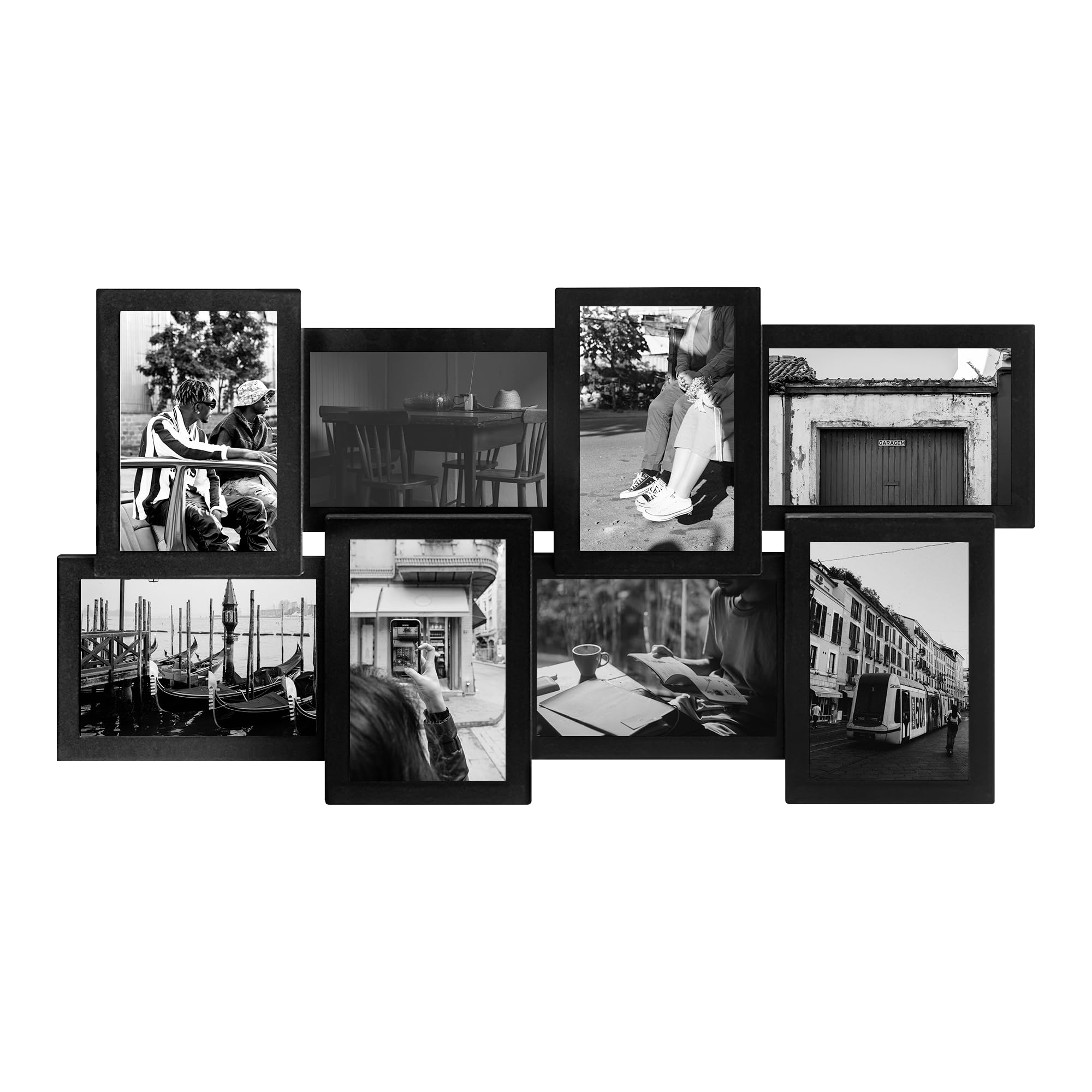 Jerry & Maggie picture frames 4x6 collage, 8 Opening picture frames 4x6 multiple photos Selfie Gallery Collage, Wall Hanging For 6x4 Photos (Black)