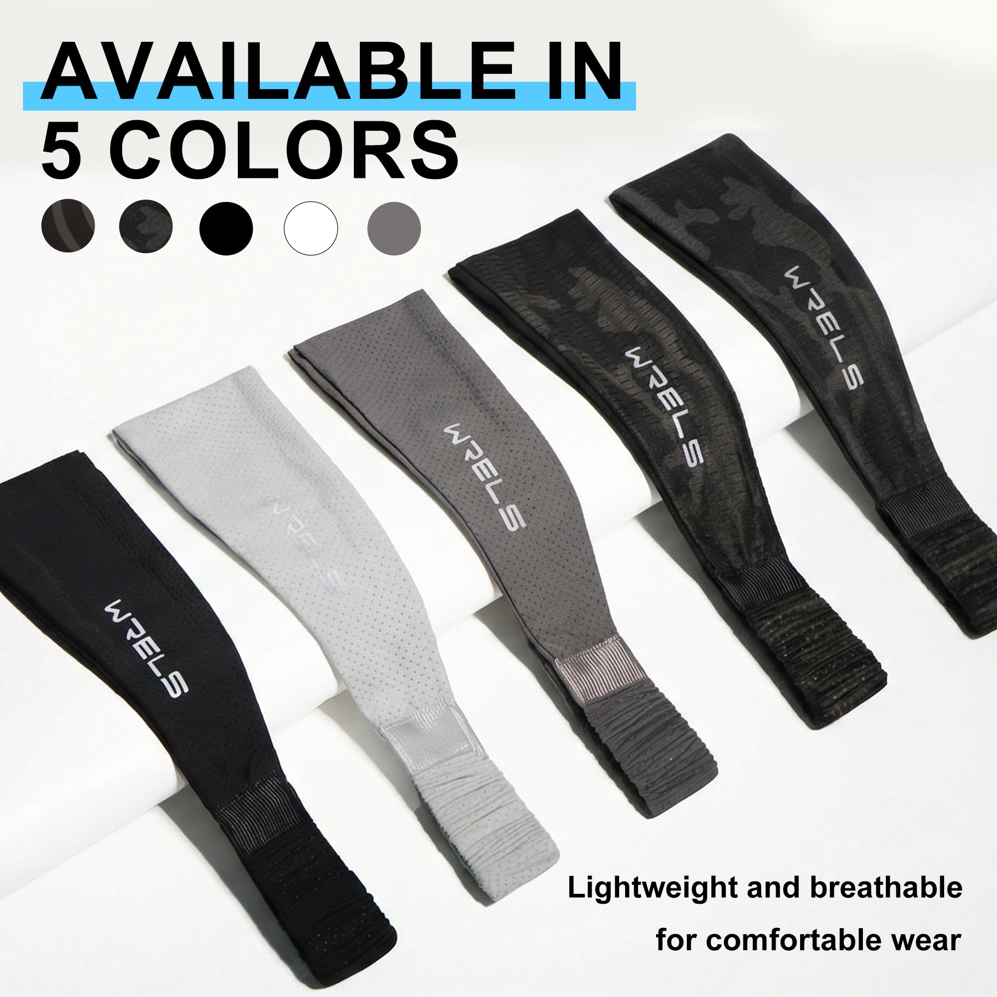 WRELS Cooling Headband Moisture Wicking Sweatband Women & Men for Outdoor Sports, Fitness, Yoga, Tennis, Fitness, Workout – 3 Pack - 5