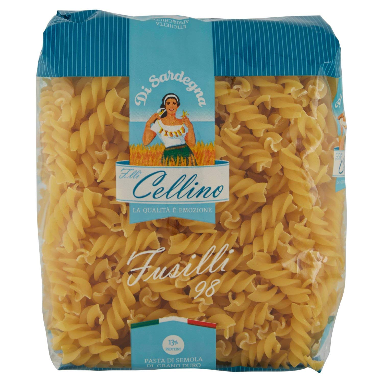 F.lli Cellino Fusilli 98 Durum Wheat Semolina Italian Quality Pasta 13% Proteins , 500 gm