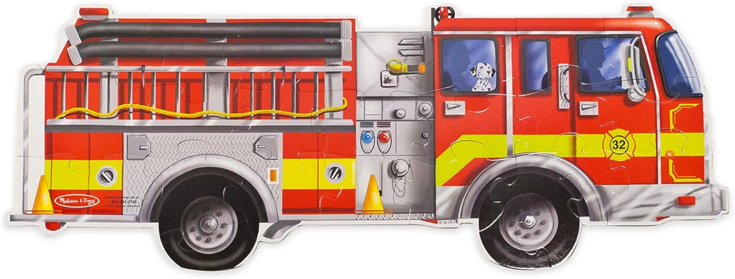 Melissa & Doug Fire Truck Jumbo Jigsaw Floor Puzzle (24 pcs, 4 feet long) : Melissa & Doug, 24pc 436: Toys & Games