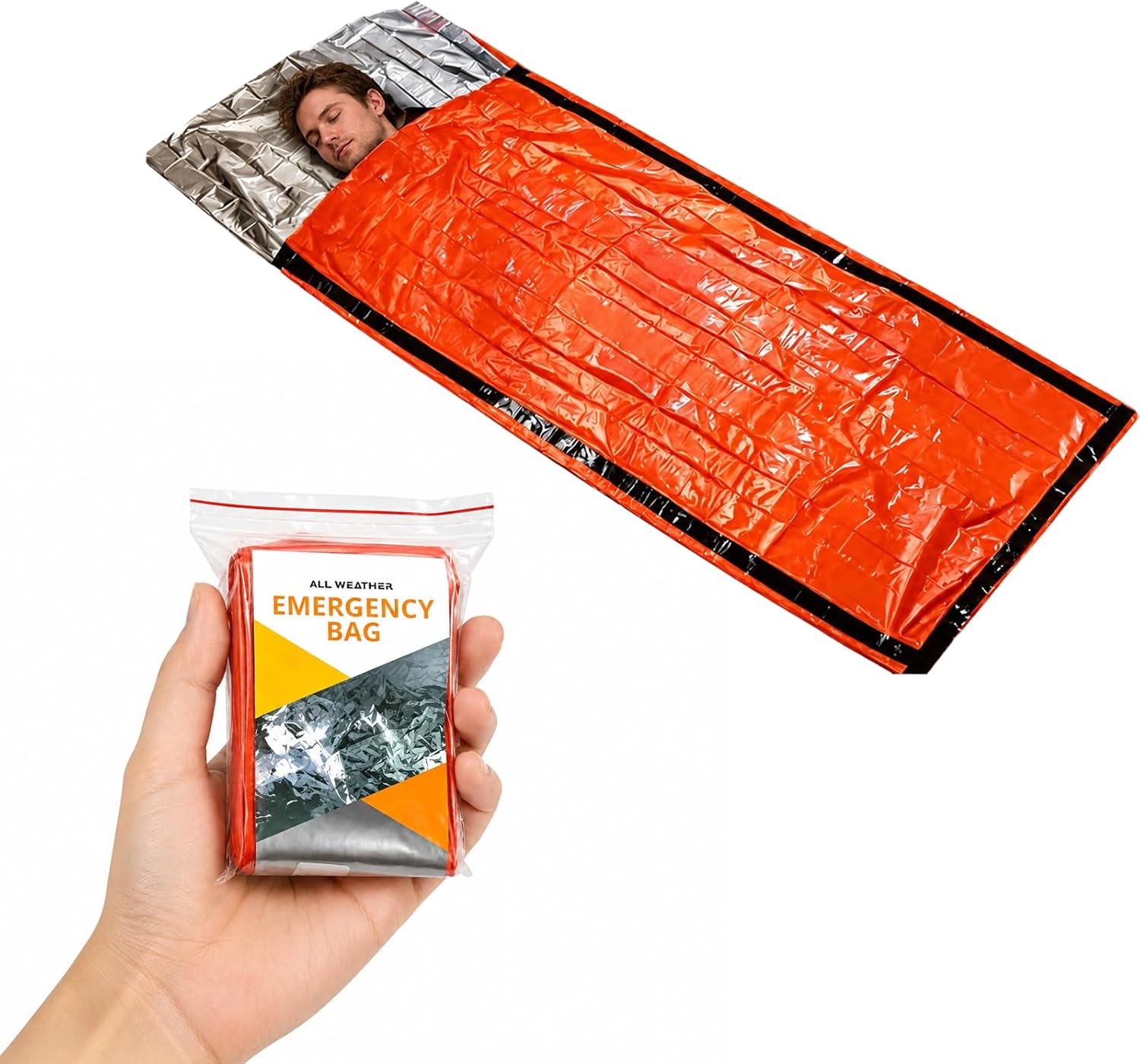 Emergency Sleeping Bag Survival Bag, Portable Waterproof Thermal Bivy Sacks,Bivvy Bags,Camping Mylar Sleeping Bag Survival Gear Emergency Blankets Survival Shelter