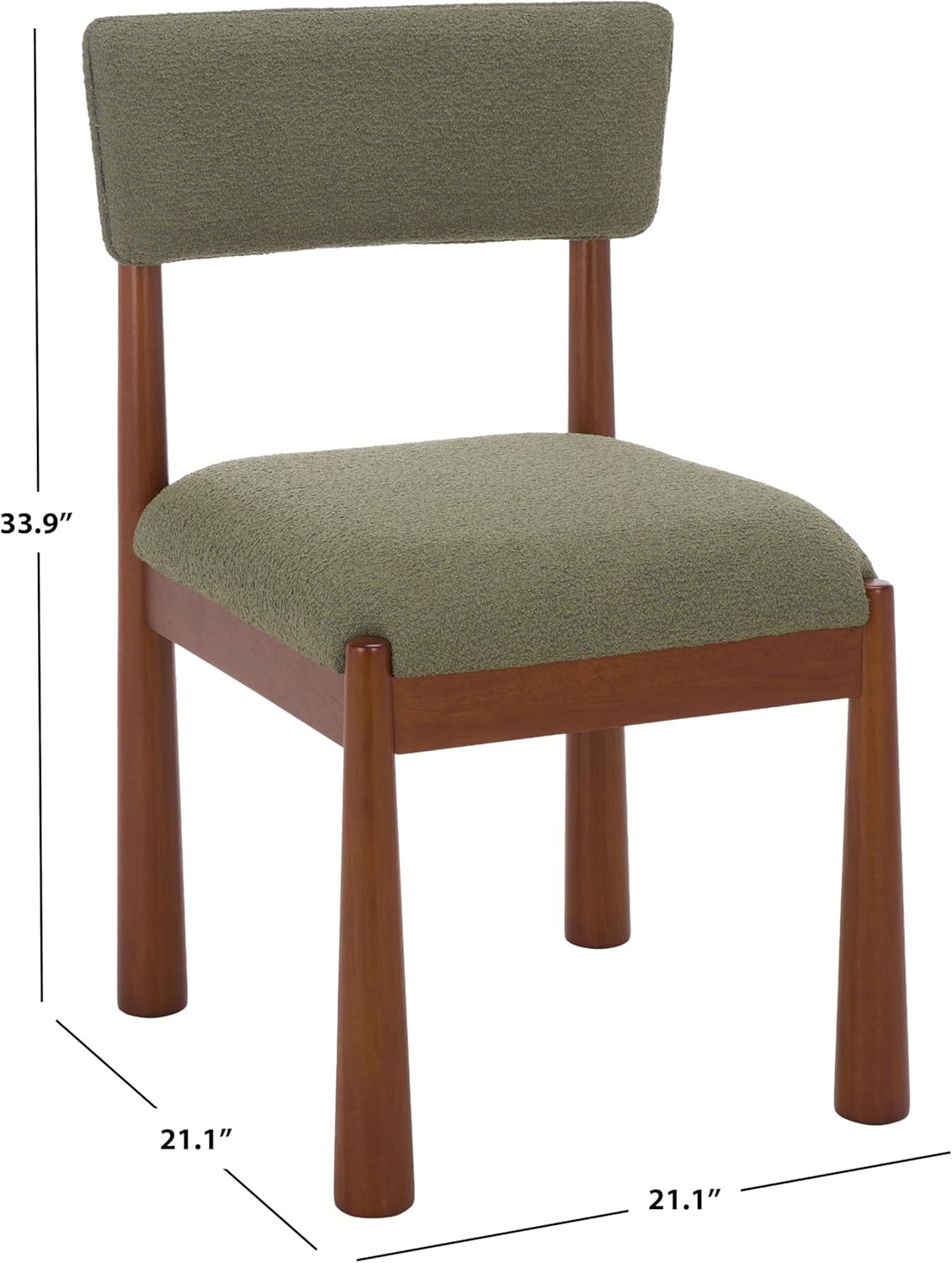 SAFAVIEH Home Collection – Koki Walnut & Green Upholstered Dining Chair, Padded Seat & Back (DCH9222D)