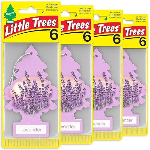 Little Trees - Ambientador de árbol colgante que proporciona un aroma de larga duración para tu hogar o tu auto. Aroma Lavanda, 24 unidades