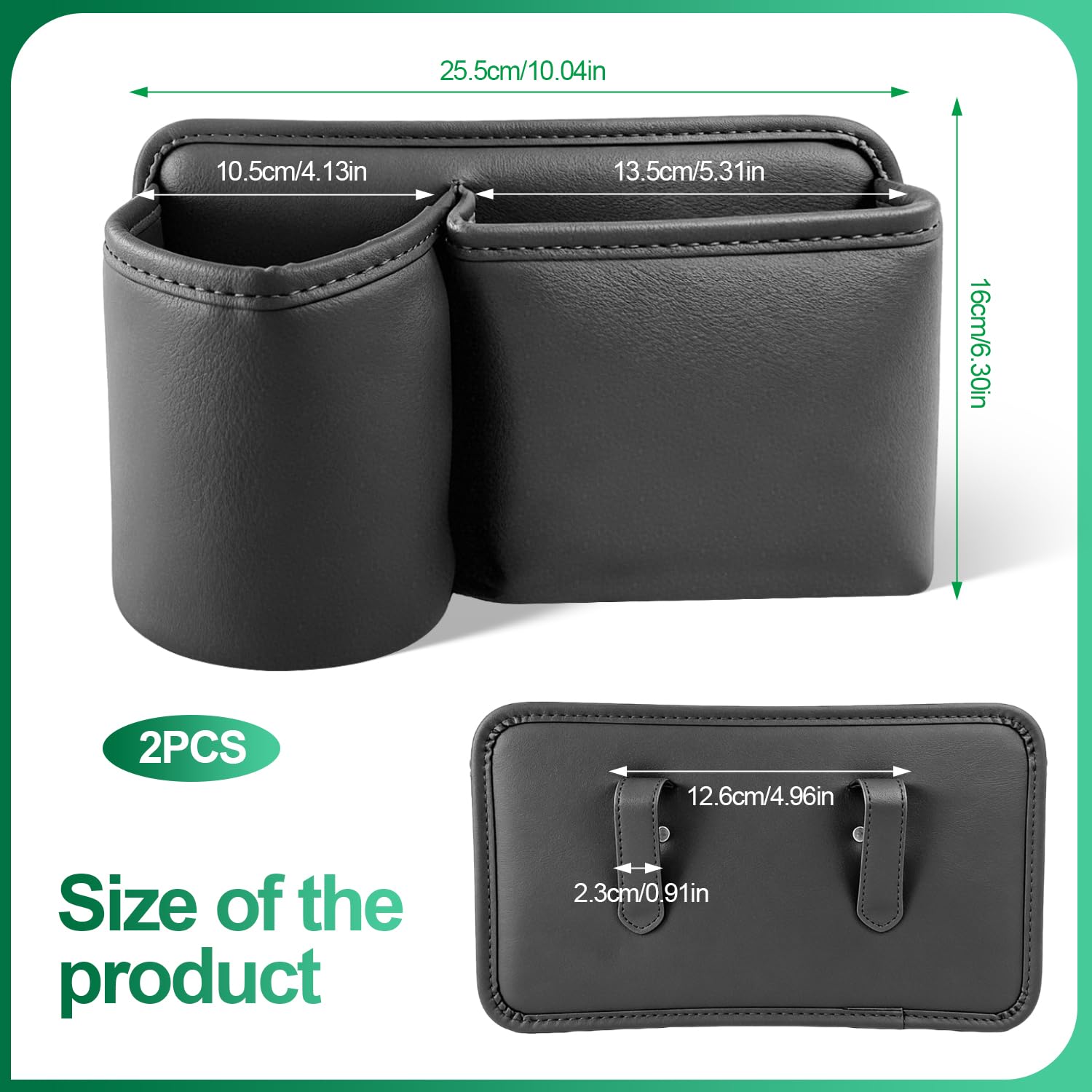 2 PCE Porte Gobelet Voiture, Organisateur Voiture, Fixation Double Clip | Organisateur Voiture, Autositz Organizer, Cuir, 2-en-1, Stable, pour Porte & Siège, Téléphone, Clés, Gobelet, Sans Outil