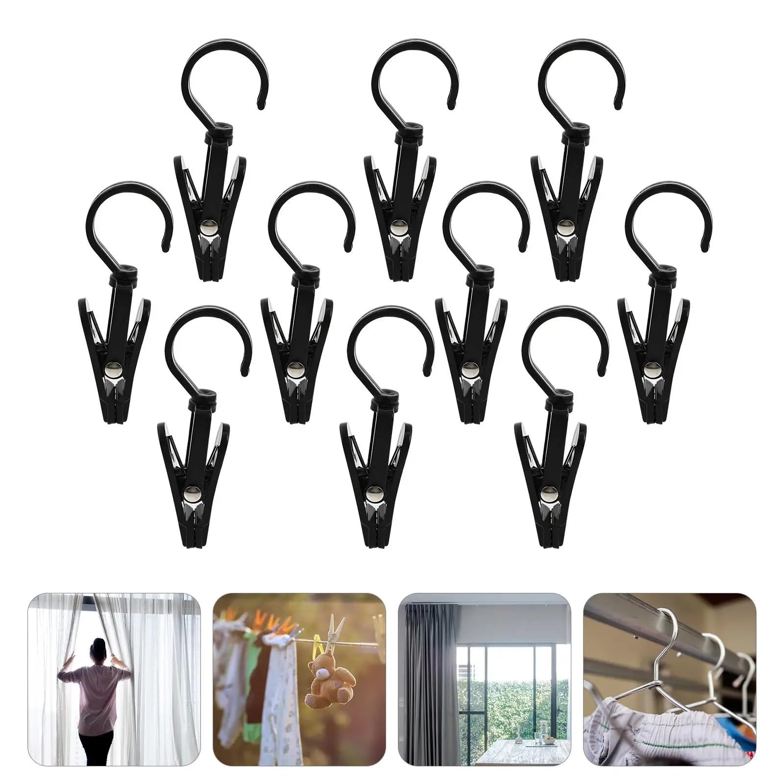 12 Kunststoff-Vorhangringe mit Clips for Gardinenhaken | Glatt gleitendes Vorhanghaken-Clip-Set, vielseitig for die Inneneinrichtung