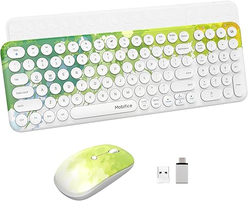 Combo de teclado y mouse inalámbricos USB de 2.4 GHz, ultrafino, compacto, silencioso, retro, juego de teclado y mouse para computadora de oficina,