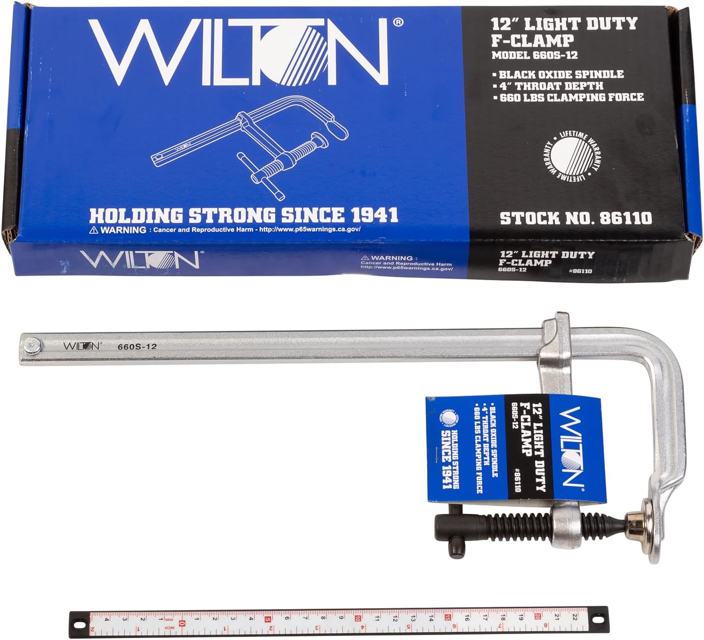 Wilton Light-Duty F-Clamp, 12" Opening, 4" Throat, 660 Lbs. Clamping Force (Model 660S-12) (Pack of 2)
