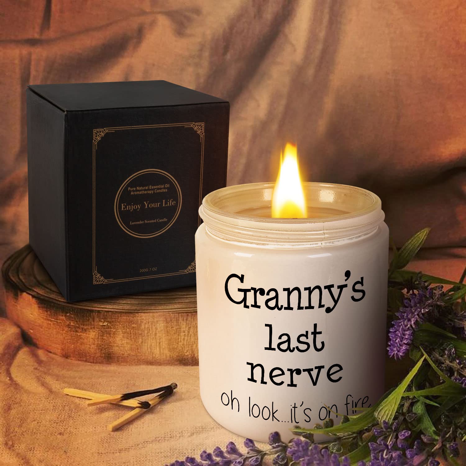 Bougie Parfumée Lavande - Cadeau Pour Grand-mère - Anniversaire, Noël, Fête Des Mères - Cire De Soja