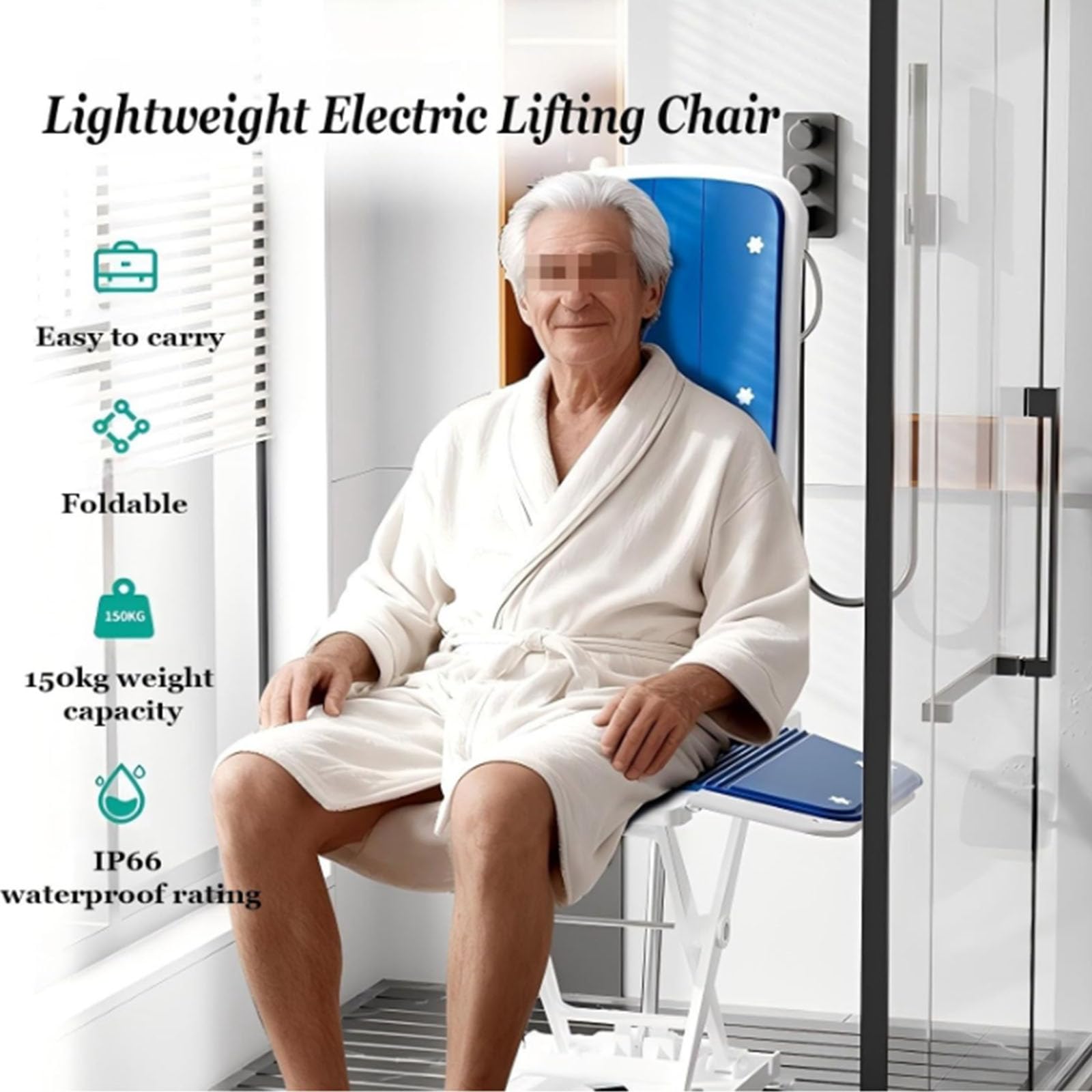 BCBKD Chaise Debout Électrique avec roulettes, Dispositif D'assistance Pliable pour Personnes Âgées, Hauteur Réglable De 0 À 50 Cm, Capacité Maximale De 140 Kg