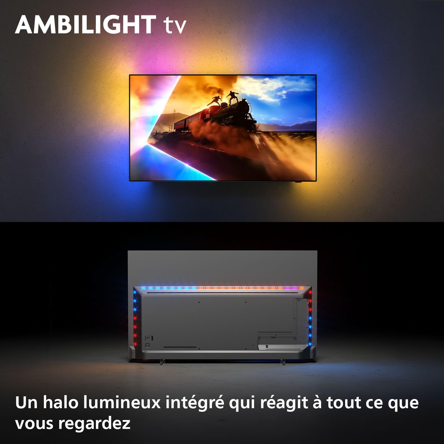Philips Ambilight 65OLED760 4K OLED Smart TV - Écran 65 Pouces avec P5 AI Perfect Picture Engine Ultra HD, Titan OS, Dolby Vision et Atmos Sound - Compatible Alexa et Assistant Vocal Google