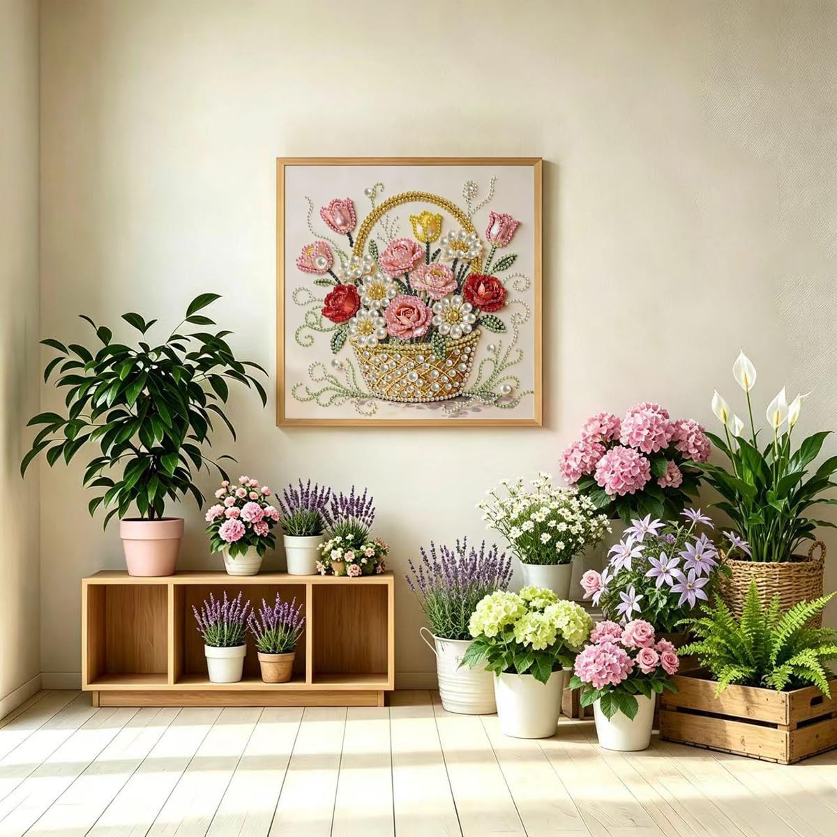 Pearl Diamond Painting Kits for Adults,Flowers Basket Diamond Art Kits