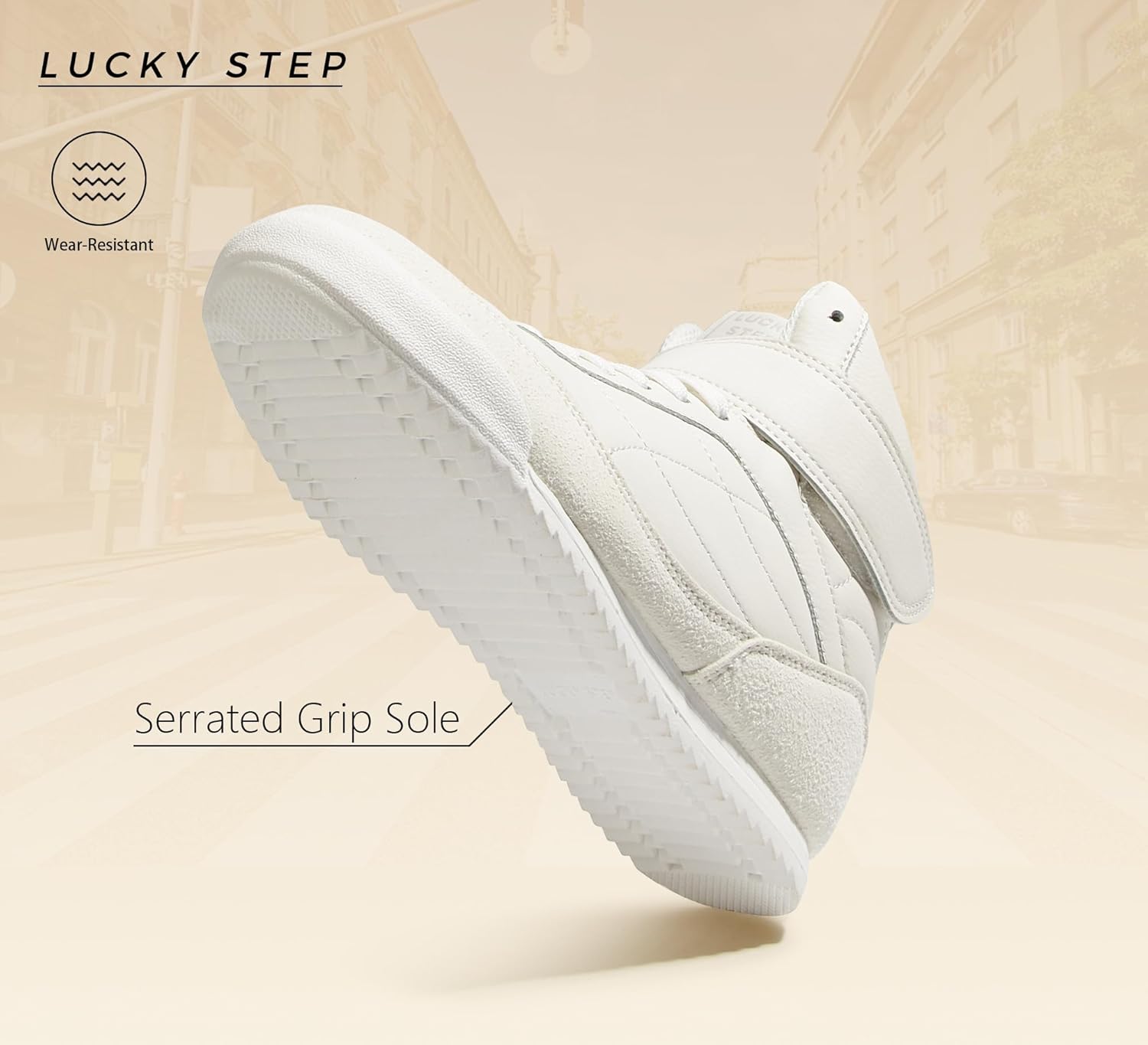 LUCKY STEP Women's High Top Sneakers Hook and Loop Lace Up Fashion Basketball Ankle Boots Skate Tennis Shoes Walking Casual Shoes - Image 5