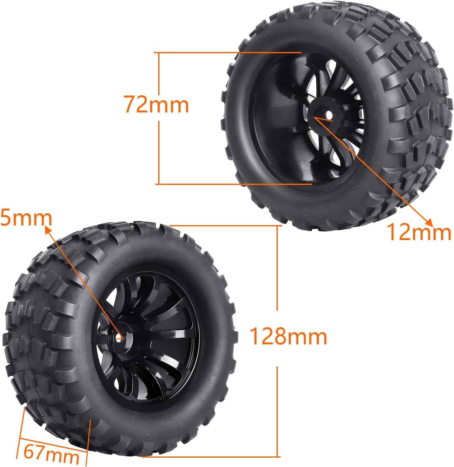 GoHobby 12mm 六角ホイールタイヤセット 1/10 RCトラック用 Traxxas