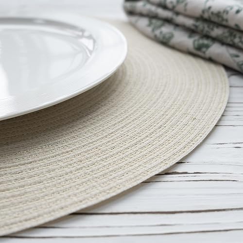 Miniatura 5 de Smaafit Juego de 4 manteles individuales redondos para mesa redonda, manteles individuales redondos para Navidad, manteles individuales redondos de