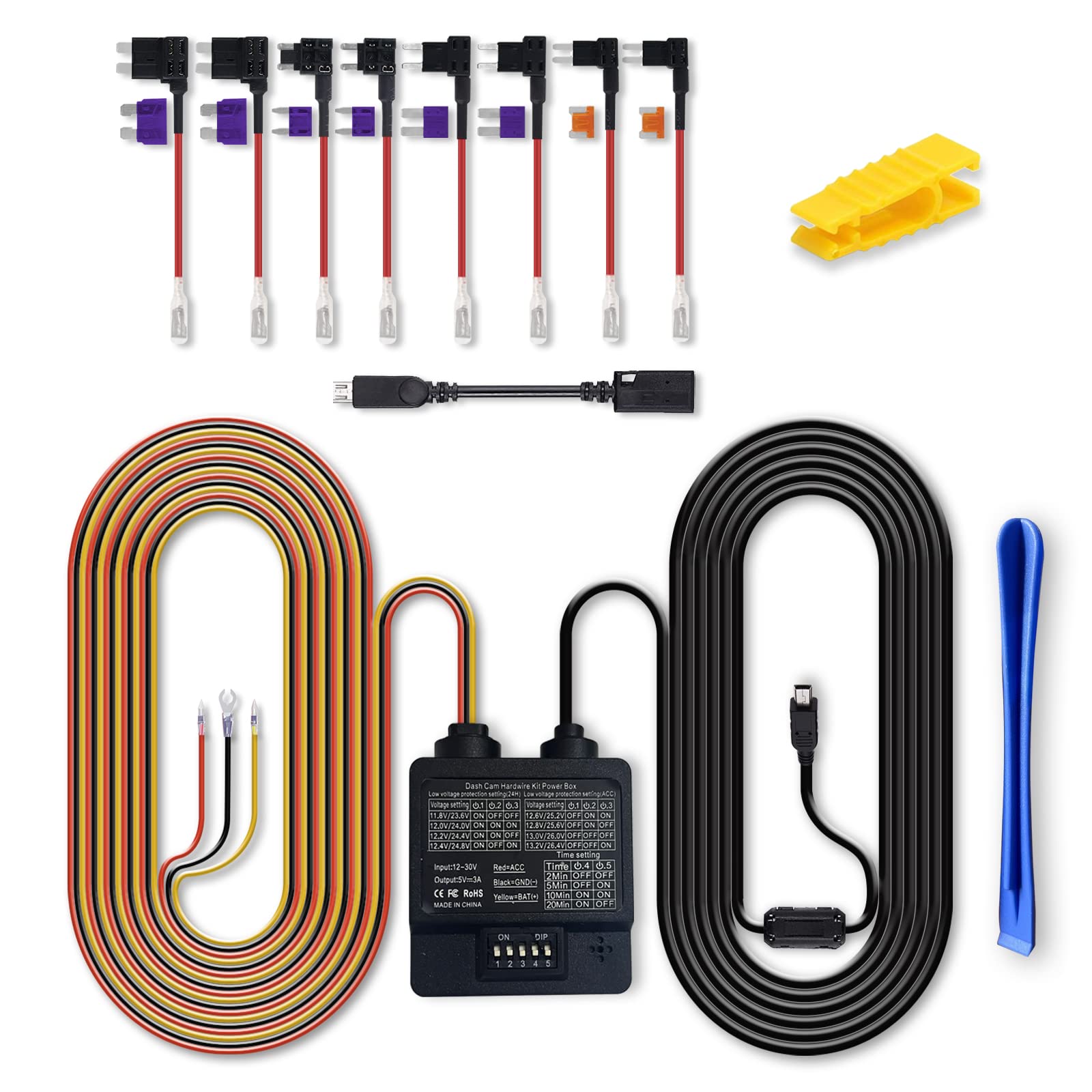 Buy Dash Cam Hardwire Kit, 11.5ft Mini / Micro USB Hard Wire Kit for