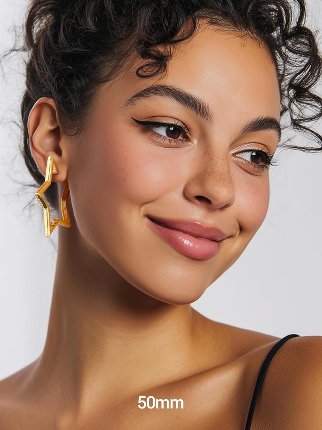 PROSTEEL Star Hoop Earrings for Women, 20mm/30mm/40mm/50mm/60mm, Small/Big Star Hoops, Non Tarnish Brass with14K Gold/Black Plated, Hypoallergenic, Jewelry Gift for Her