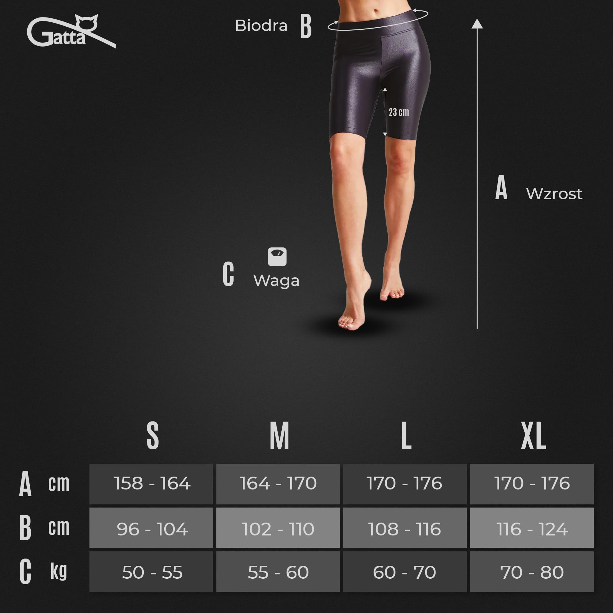 Gatta Black BRILLANT Collant/Leggings/Bodysuit/Shorts - neri, opachi, lucidi, snellenti, eleganti, resistenti, elastici, ultra-alla moda, snellenti, molto comodi, traspiranti