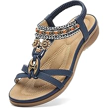 Womens Sandals Arch Support Summer Beach Sandals Comfort Walking Shoes Bohemian Flip Flops Sandals for Women