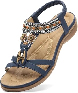 Littleplum Sandalias para mujer con soporte de arco, sandalias de playa de verano, zapatos cómodos para caminar, sandalias bohemias tipo chanclas para mujer