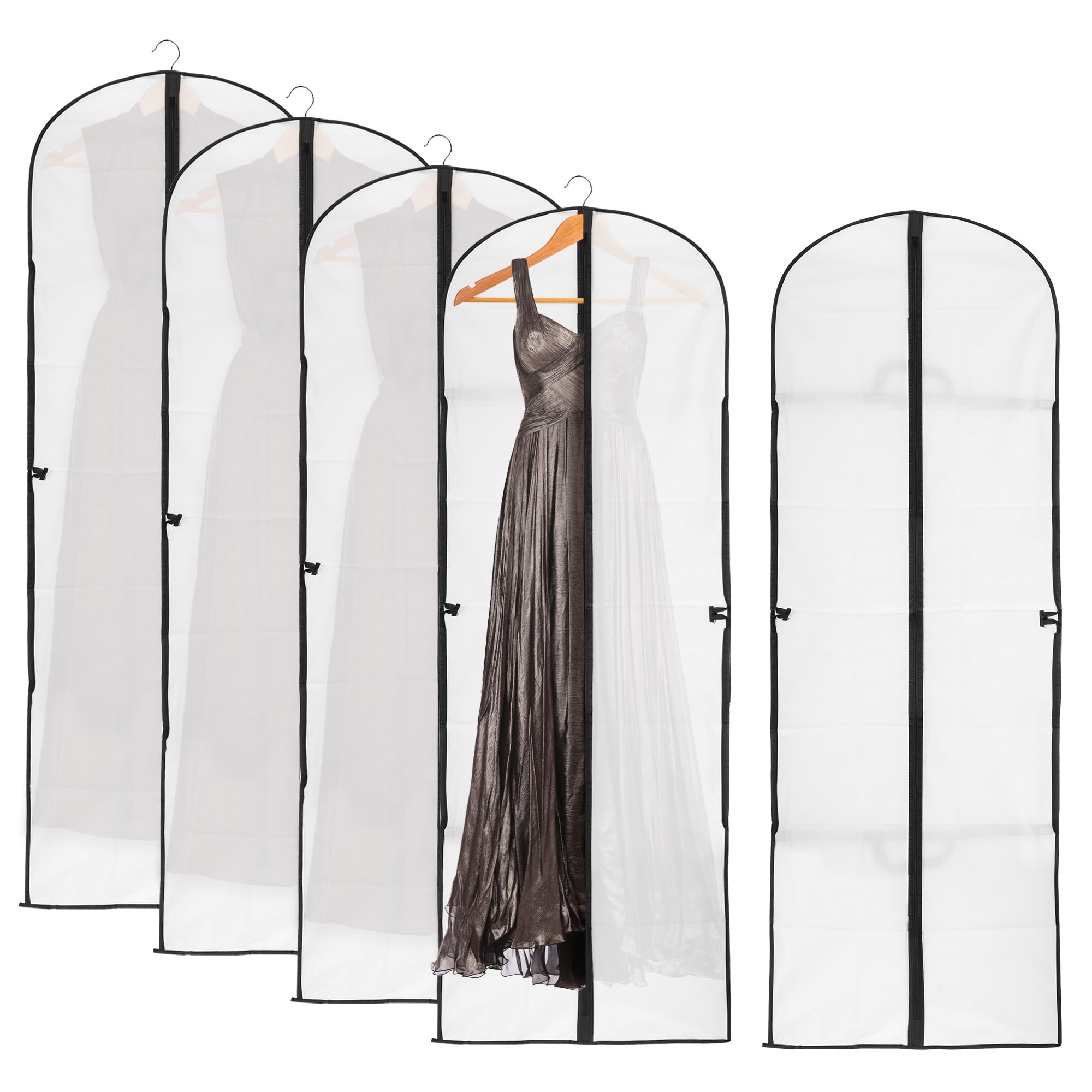 Housses de protection robe longue en lot de 5 pour organiser et suspendre vos plus beaux habits